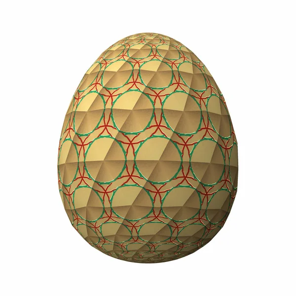Полностью Оформленное Окрашенное Яйцо Съедобка Выполненное Геометрическим Цветным Узором Белом — стоковое фото