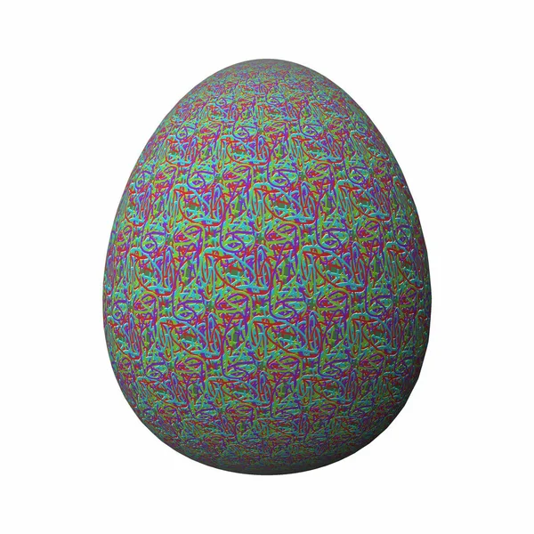 Полностью Оформленное Окрашенное Яйцо Съедобка Выполненное Геометрическим Цветным Узором Белом — стоковое фото