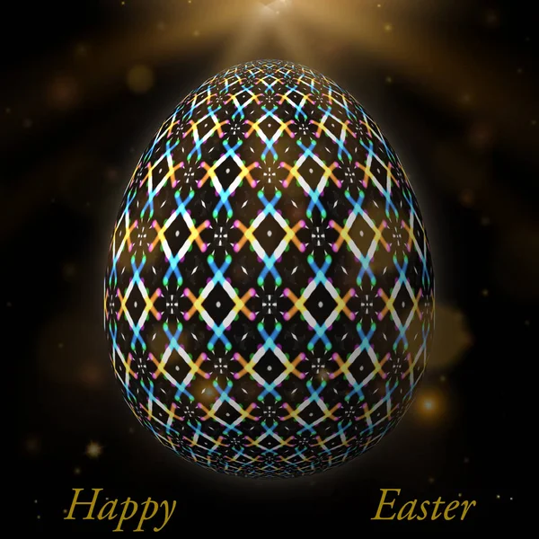 Happy Easter Frohe Ostern Artfully Designed Abstract Colorful Easter Egg — Stock Photo, Image