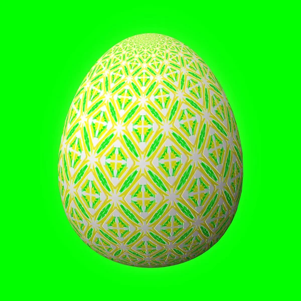 复活节快乐 弗罗赫奥斯特恩 巧妙设计和丰富多彩的复活节彩蛋 绿色背景的3D插图 — 图库照片
