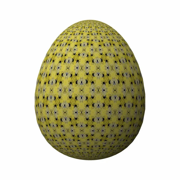 Happy Easter - Frohe Ostern, Ustaca tasarlanmış ve renkli paskalya yumurtası, beyaz arka plan üzerinde 3d illüstrasyon 