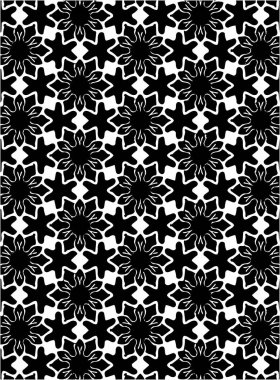 Siyah ve beyaz süslü geometrik desen ve soyut arka plan