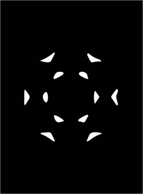 Siyah arka plan üzerine süslü soyut beyaz sembol