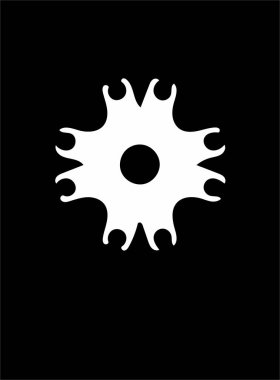 Siyah arka plan üzerine süslü soyut beyaz sembol