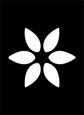 Siyah arka plan üzerine süslü soyut beyaz sembol