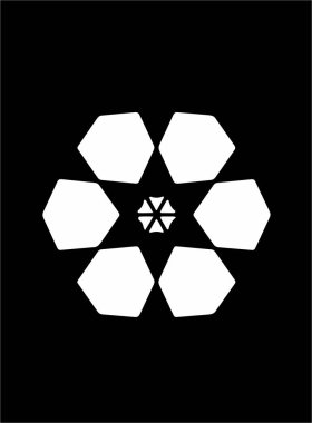 Siyah arka plan üzerine süslü soyut beyaz sembol