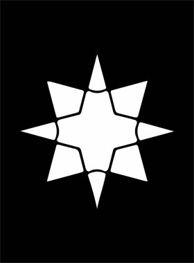 Siyah arka plan üzerine süslü soyut beyaz sembol