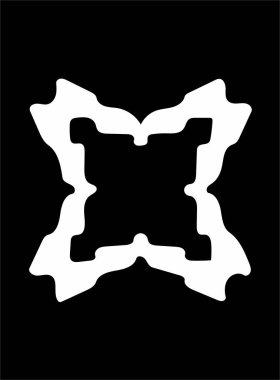 Siyah arka plan üzerine süslü soyut beyaz sembol