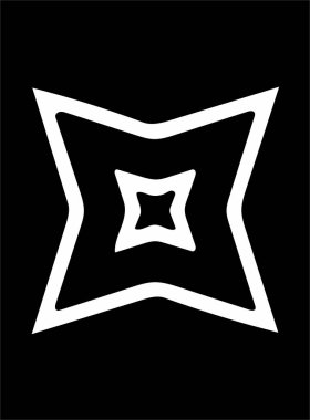 Siyah arka plan üzerine süslü soyut beyaz sembol