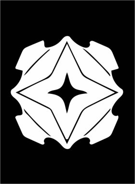 Siyah arka plan üzerine süslü soyut beyaz sembol