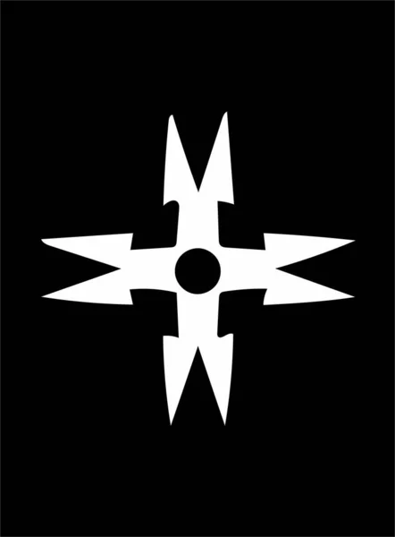 Украшенный Абстрактный Белый Символ Черном Фоне — стоковое фото