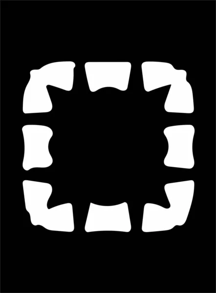 Díszes Absztrakt Fehér Szimbólum Fekete Háttér — Stock Fotó