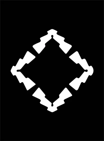 Símbolo Branco Abstrato Ornamentado Fundo Preto — Fotografia de Stock