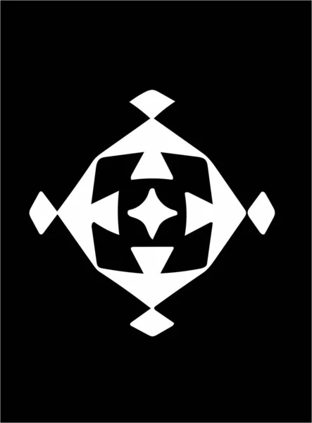 Ozdobny Abstrakcyjny Biały Symbol Czarnym Tle — Zdjęcie stockowe