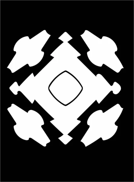 Περίτεχνο Αφηρημένο Λευκό Σύμβολο Μαύρο Φόντο — Φωτογραφία Αρχείου