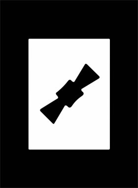 Beyaz arka plan ve siyah çerçeve üzerine süslü soyut siyah sembol