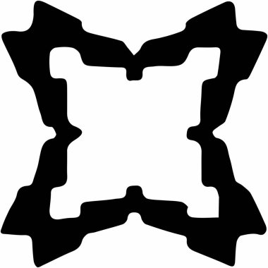 Beyaz arka plan üzerinde süslü soyut siyah sembol