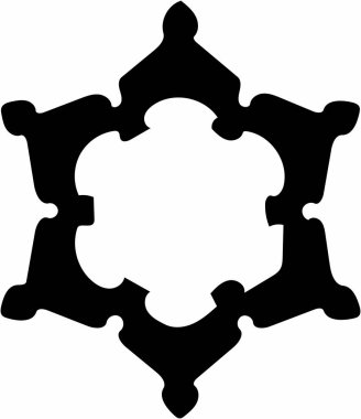 Beyaz arka plan üzerinde süslü soyut siyah sembol