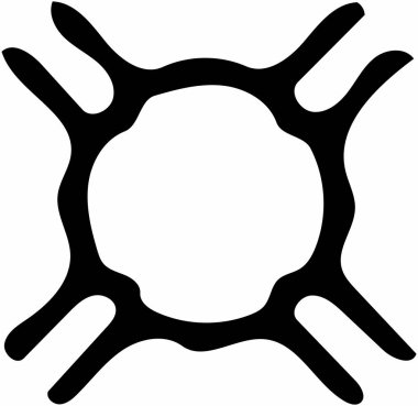 Beyaz arka plan üzerinde süslü soyut siyah sembol