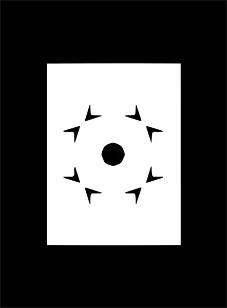 Díszes Absztrakt Fekete Szimbólum Fehér Háttéren Fekete Keretben — Stock Fotó