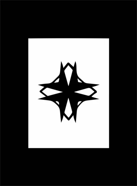 Ornato Astratto Simbolo Nero Sfondo Bianco Cornice Nera — Foto Stock