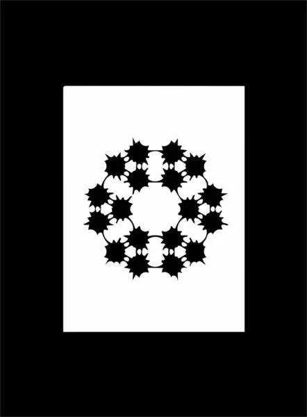Beyaz Arka Plan Siyah Çerçeve Üzerine Süslü Soyut Siyah Sembol — Stok fotoğraf