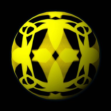 Ustaca tasarlanmış ve renkli top, siyah arka plan üzerinde 3d illüstrasyon 