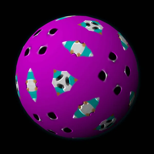 Artfully Designed Colorful Ball Illustration Black Background — Stock Photo, Image