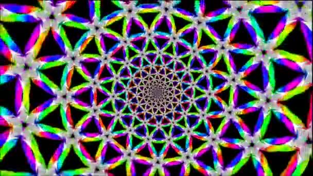 Художественно оформленные динамические спирально и разноцветные шаблоны с бесконечными повторяющимися видеопоследовательностями — стоковое видео