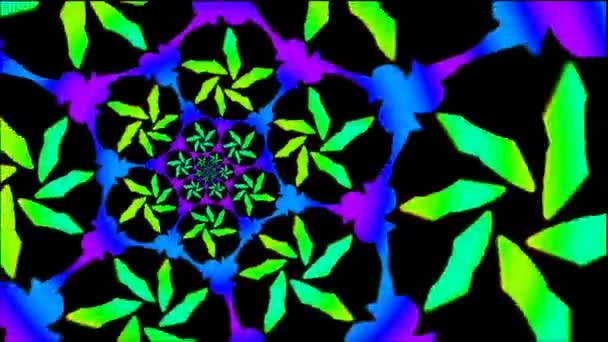 Padrões espirais e multicoloridos dinâmicos projetados artisticamente digitalmente com sequências de vídeo infinitamente repetíveis — Vídeo de Stock
