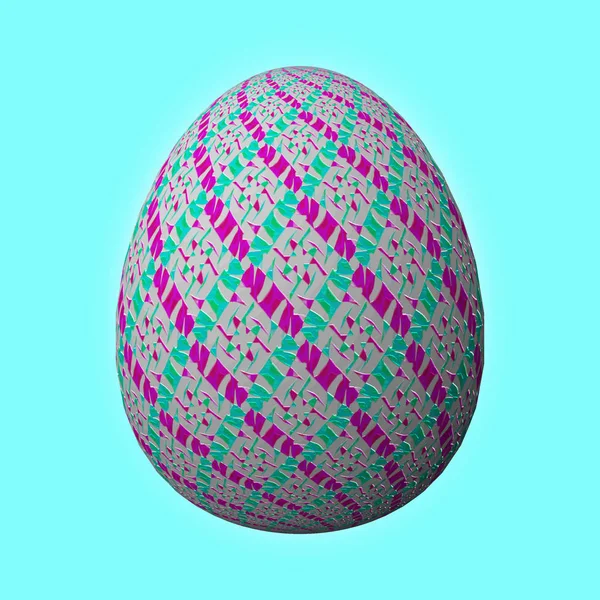 复活节快乐 弗罗赫奥斯特恩 巧妙设计和丰富多彩的复活节彩蛋 绿松石背景的3D插图 — 图库照片