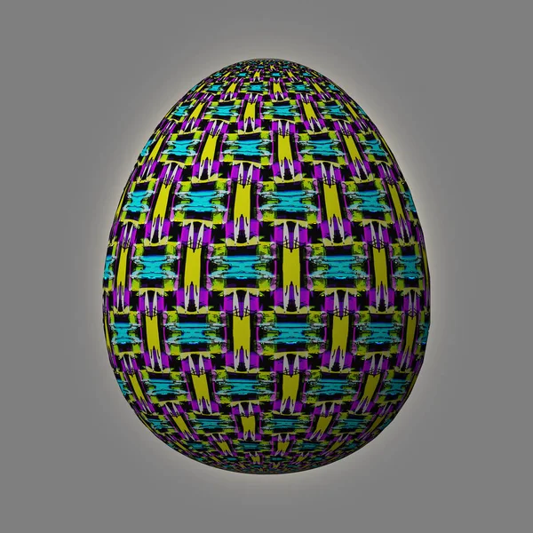 Happy Easter Frohe Ostern Kunstzinnig Ontworpen Kleurrijke Paasei Illustratie Grijze — Stockfoto