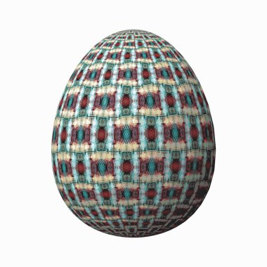 Happy Easter - Frohe Ostern, Ustaca tasarlanmış ve renkli paskalya yumurtası, beyaz arka plan üzerinde 3d illüstrasyon