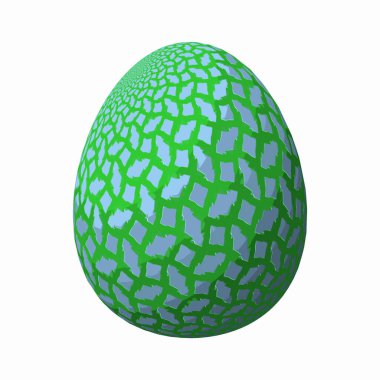 Happy Easter - Frohe Ostern, Ustaca tasarlanmış ve renkli paskalya yumurtası, beyaz arka plan üzerinde 3d illüstrasyon