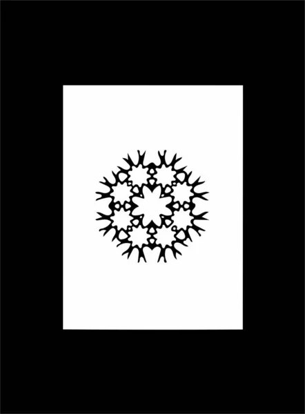 Symbole Noir Abstrait Orné Sur Fond Blanc Cadre Noir — Photo