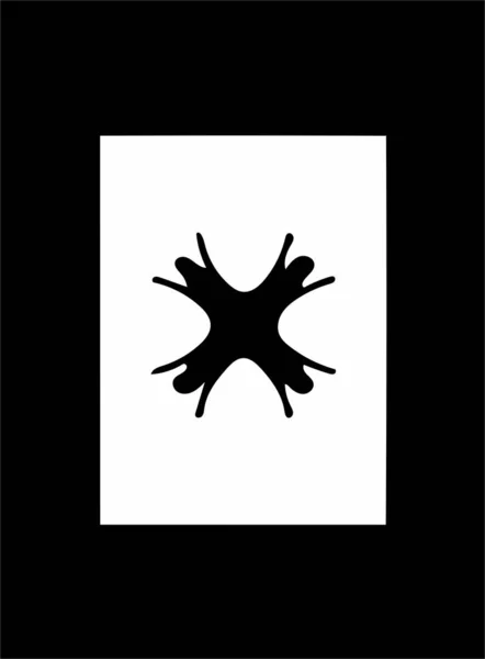 Украшенный Абстрактный Черный Символ Белом Фоне Черной Рамке — стоковое фото
