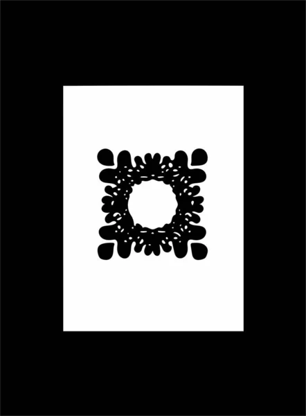 Ornate Abstract Black Symbol White Background Black Frame — Stock Photo, Image
