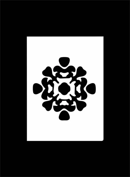 Zdobený Abstraktní Černý Symbol Bílém Pozadí Černém Rámu — Stock fotografie