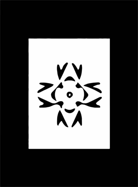 Ornate Símbolo Preto Abstrato Fundo Branco Quadro Preto — Fotografia de Stock