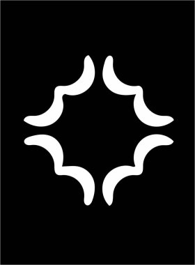 Siyah arka plan üzerine süslü soyut beyaz sembol