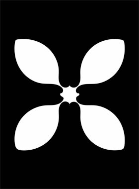 Siyah arka plan üzerine süslü soyut beyaz sembol