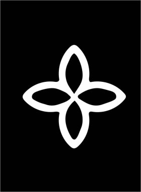 Siyah arka plan üzerine süslü soyut beyaz sembol