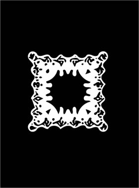 Siyah arka plan üzerine süslü soyut beyaz sembol