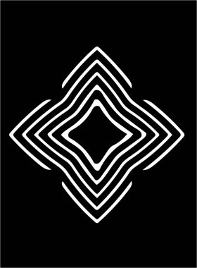 Siyah arka plan üzerine süslü soyut beyaz sembol