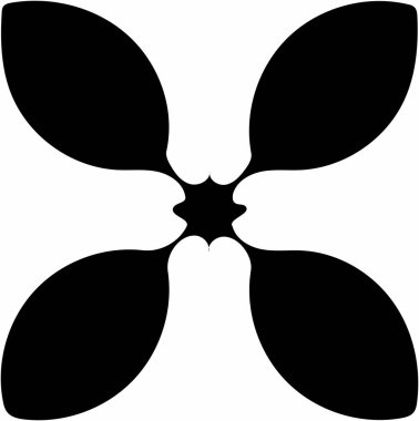 Beyaz arka plan üzerinde süslü soyut siyah sembol