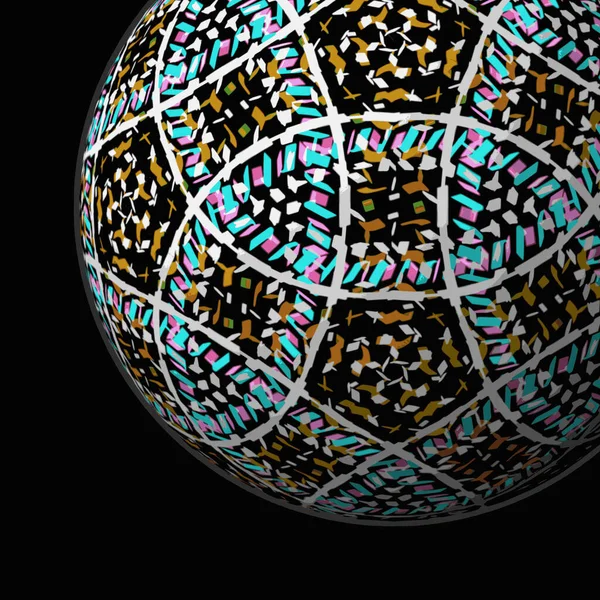 Boule Décorée Colorée Illustration Sur Fond Noir — Photo