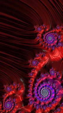 Sanatsal olarak 3D biçimlendirme fraktal, hayali soyut çizim ve renkli tasarım desen