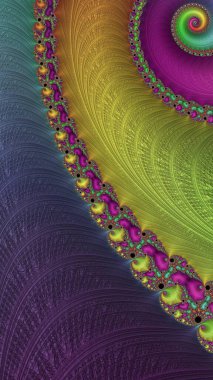 Sanatsal olarak 3D biçimlendirme fraktal, hayali soyut çizim ve renkli tasarım desen