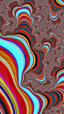 Sanatsal olarak 3D biçimlendirme fraktal, hayali soyut çizim ve renkli tasarım desen