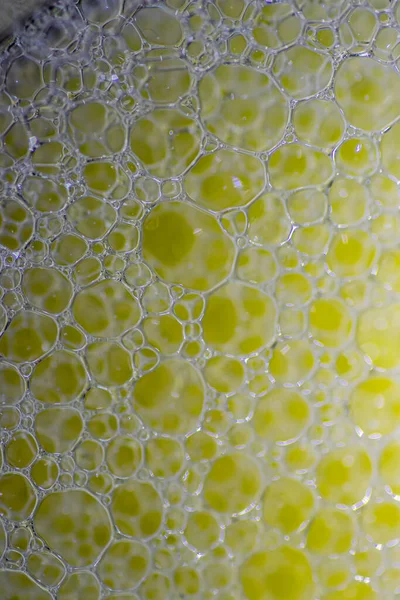 Su ve yağ karışımındaki hava kabarcıkları sanatsal ve hayal gücü ile tasarlanmış soyut bir zemin oluşturur.